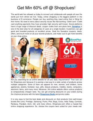 get min 60 off @ shopclues