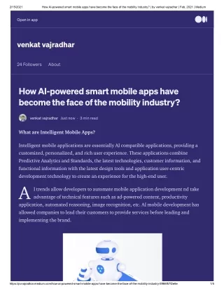 How AI-powered smart mobile apps have become the face of the mobility industry?