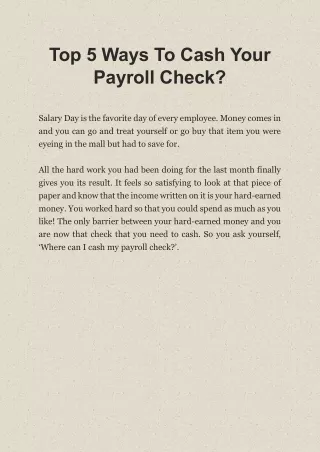 top 5 ways to cash your payroll check