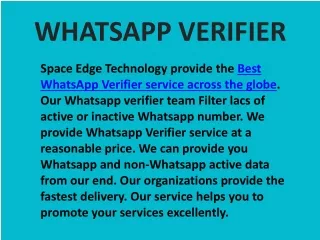 Our Organization provide you the Best WhatsApp Verifier service across the globe.