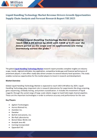 liquid handling technology market revenue drivers