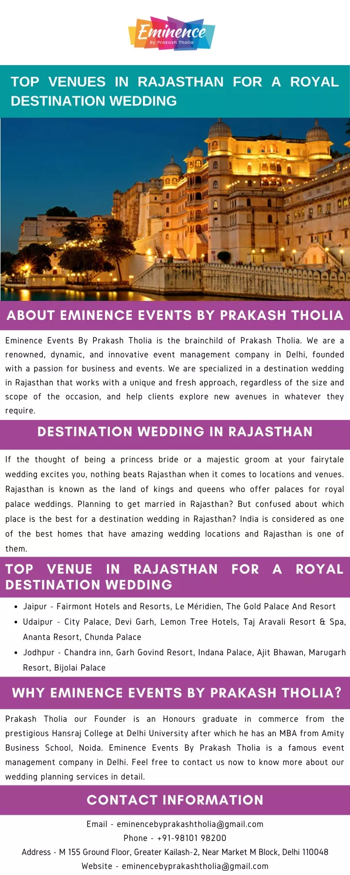 top venues in rajasthan for a royal destination
