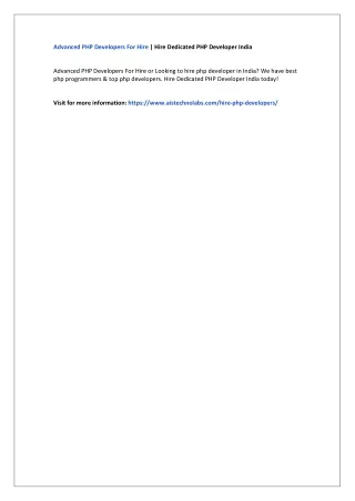 advanced php developers for hire hire dedicated