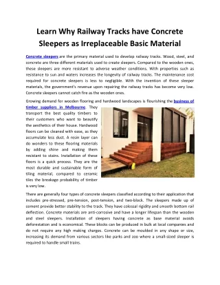 Learn Why Railway Tracks have Concrete Sleepers as Irreplaceable Basic Material