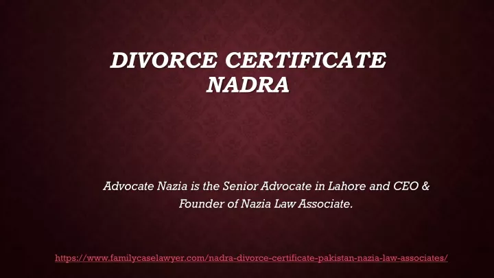divorce certificate nadra