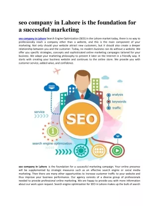 seo company in lahore is the foundation