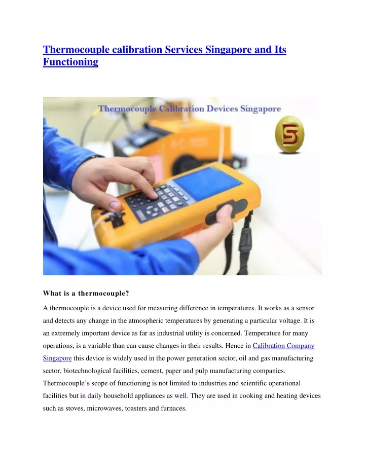 thermocouple calibration services singapore