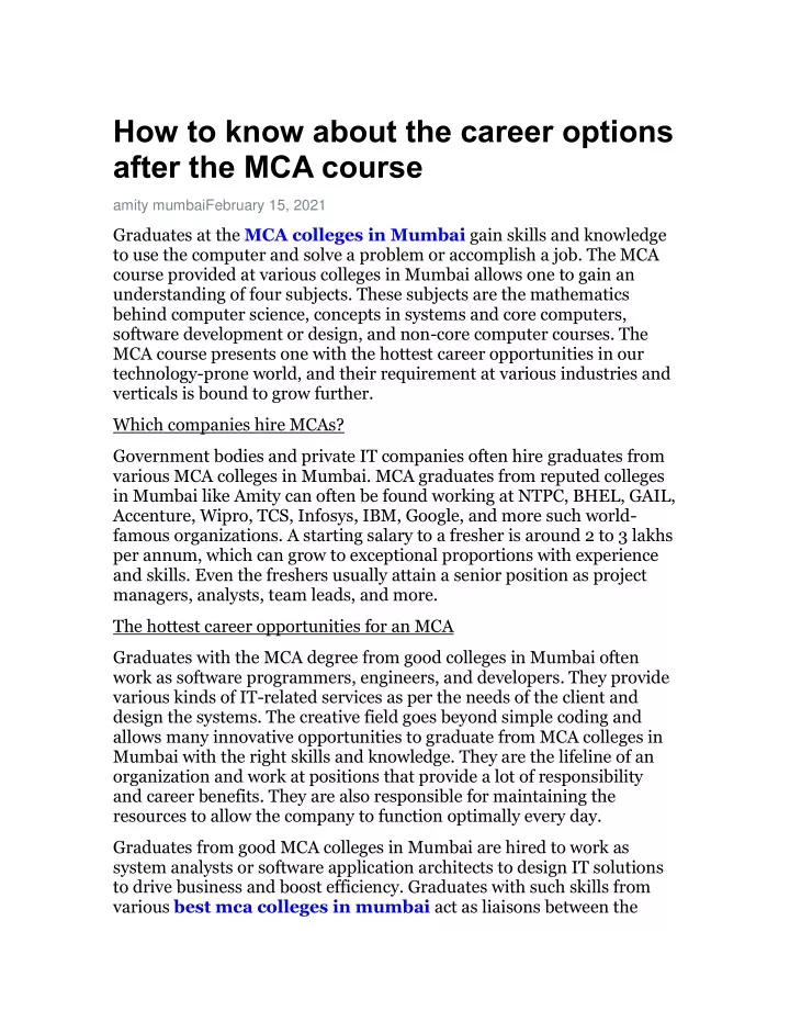 how to know about the career options after