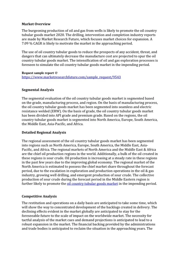 Oil Country Tubular Goods Market Research Report - Global Forecast till 2026