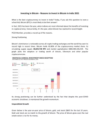 Investing in Bitcoin - Reasons to Invest in Bitcoin in India 2021