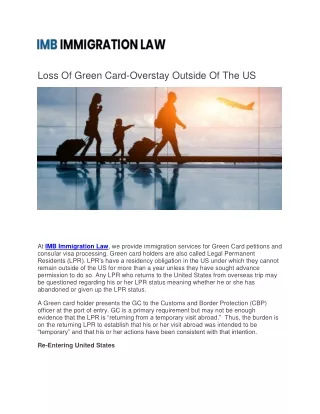 Loss Of Green Card-Overstay Outside Of The US