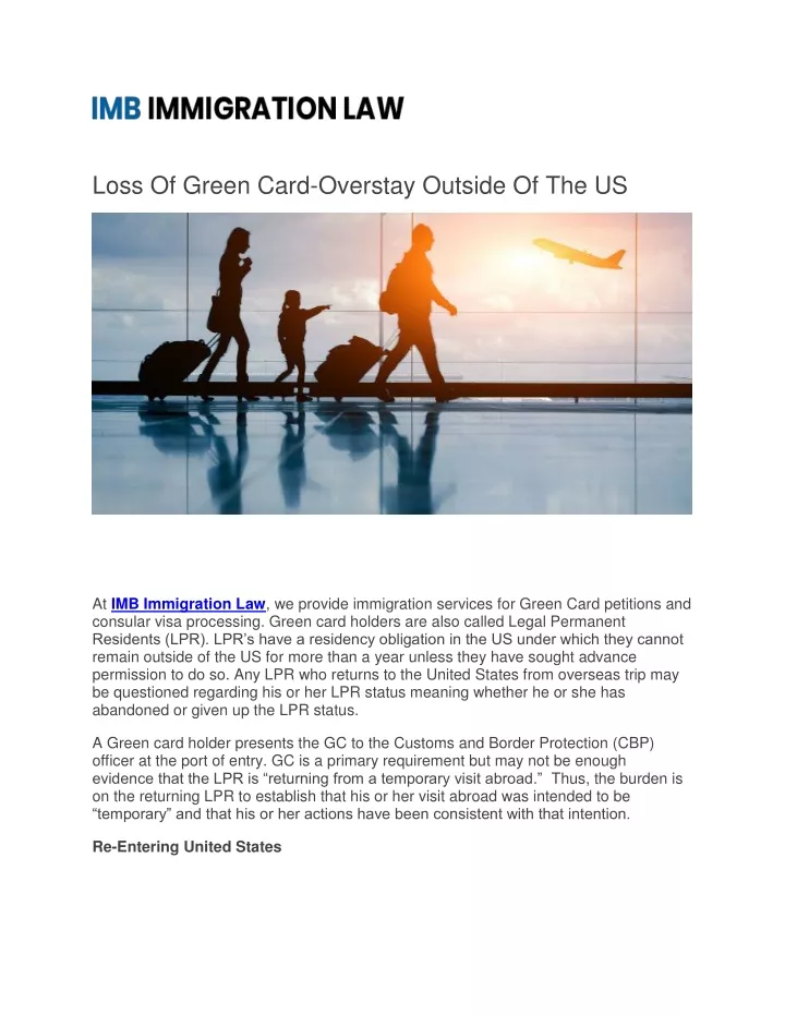 loss of green card overstay outside of the us