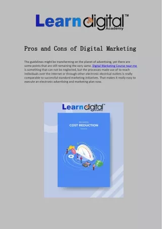 Pros and Cons of Digital Marketing