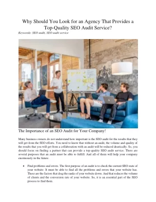 why should you look for an agency that provides