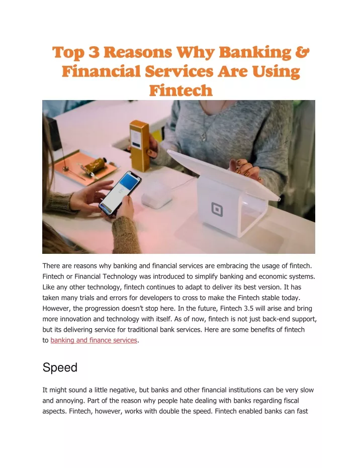 top 3 reasons why banking financial services