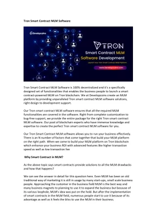 tron smart contract mlm software