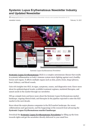 systemic lupus erythematosus newsletter industry