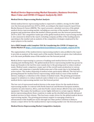 medical device reprocessing market dynamics