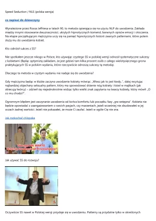 speed seduction nls polska wersja