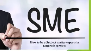 how to be a subject matter experts in nonprofit