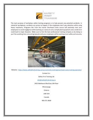 the main purpose of workplace safety training