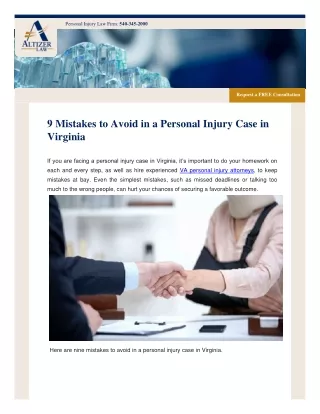 9 Mistakes to Avoid in a Personal Injury Case in Virginia