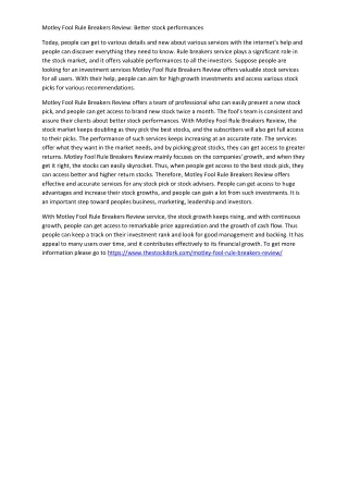 motley fool rule breakers review better stock