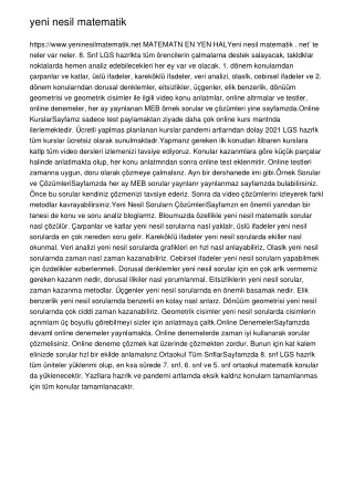 yeni nesil matematik https www yeninesilmatematik