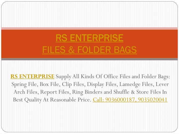 rs enterprise files folder bags