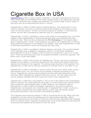 cigarette box in usa cigarette