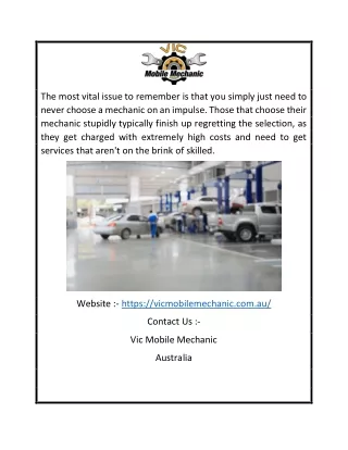 Best Car Mechanic Epping | Vicmobilemechanic.com.au