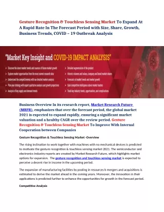 gesture recognition touchless sensing market