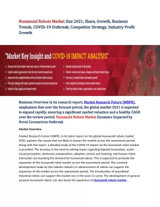 humanoid robots market humanoid robots market