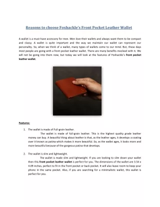 reasons to choose foxhackle s front pocket
