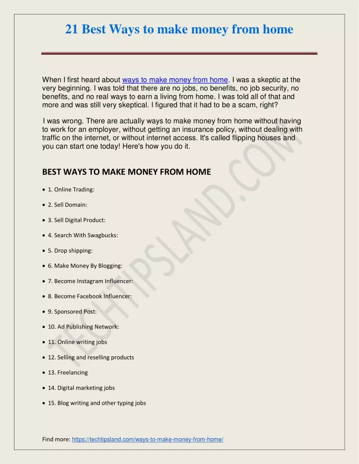 21 best ways to make money from home