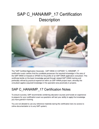 sap c hanaimp 17 certification description