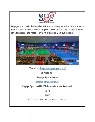 Dubai Badminton Club | Engage sports.ae