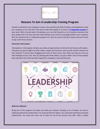 reasons to join a leadership training program