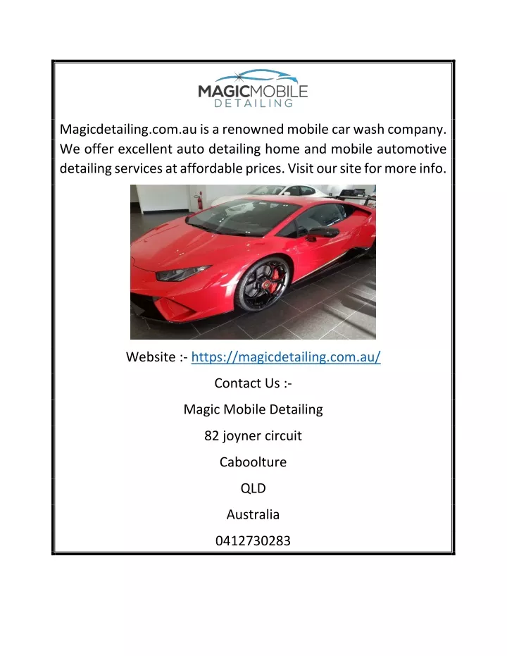 magicdetailing com au is a renowned mobile