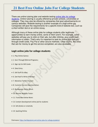 Online jobs for college students