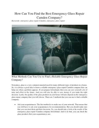 how can you find the best emergency glass repair