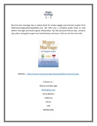 Buy Best Marriage Tips Book for Newly Engaged Couples | Moneymarriageandcompatibility.com