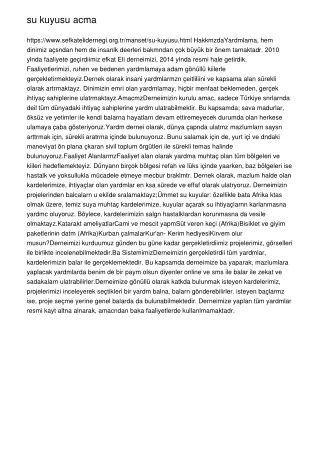 su kuyusu acma https www sefkatelidernegi