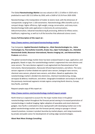 the global nanotechnology market size was valued