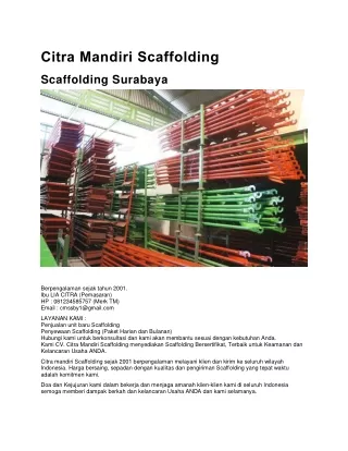 WA 081234585757 Citra Mandiri Scaffolding | Scaffolding Berkualitas Harga Merakyat Transaksi Amanah dan Terpercaya