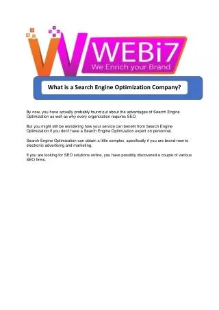 What is a Search Engine Optimization Company?
