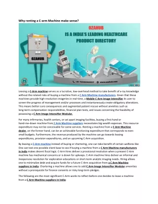 why renting a c arm machine make sense