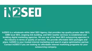 in2seo is a wholesale white label seo agency that
