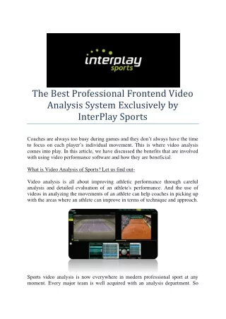 the best professional frontend video analysis