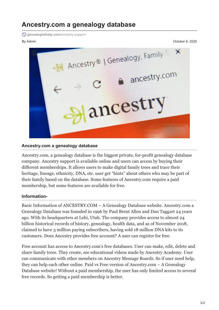 ancestry com a genealogy database